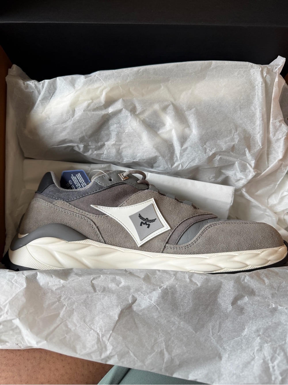 MCM Men's Grey Suede Low-Top Sneakers
